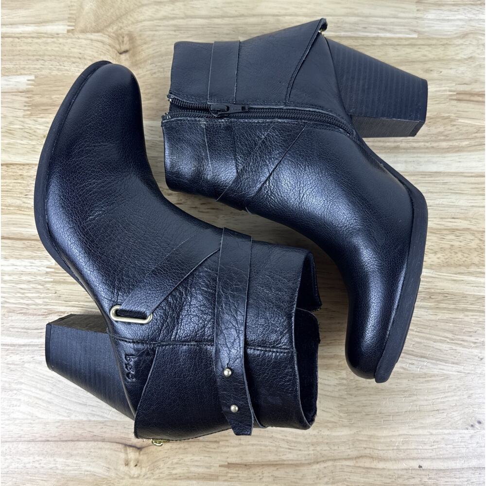 B.O.C Richardson Black Leather Chunky Heel Ankle Booties By Born Women's SZ 9.5M - Picture 6 of 12
